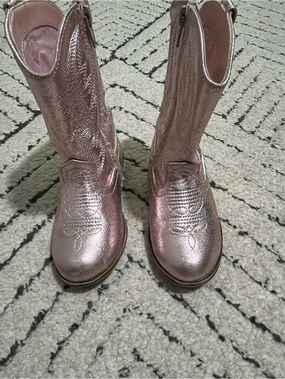 Metallic Pink Toddler Girls Western Boots - Stylish Mid-Calf Fashion Boot